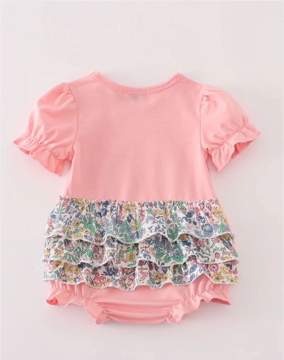 Pink Floral Character Applique Bubble Honeydew