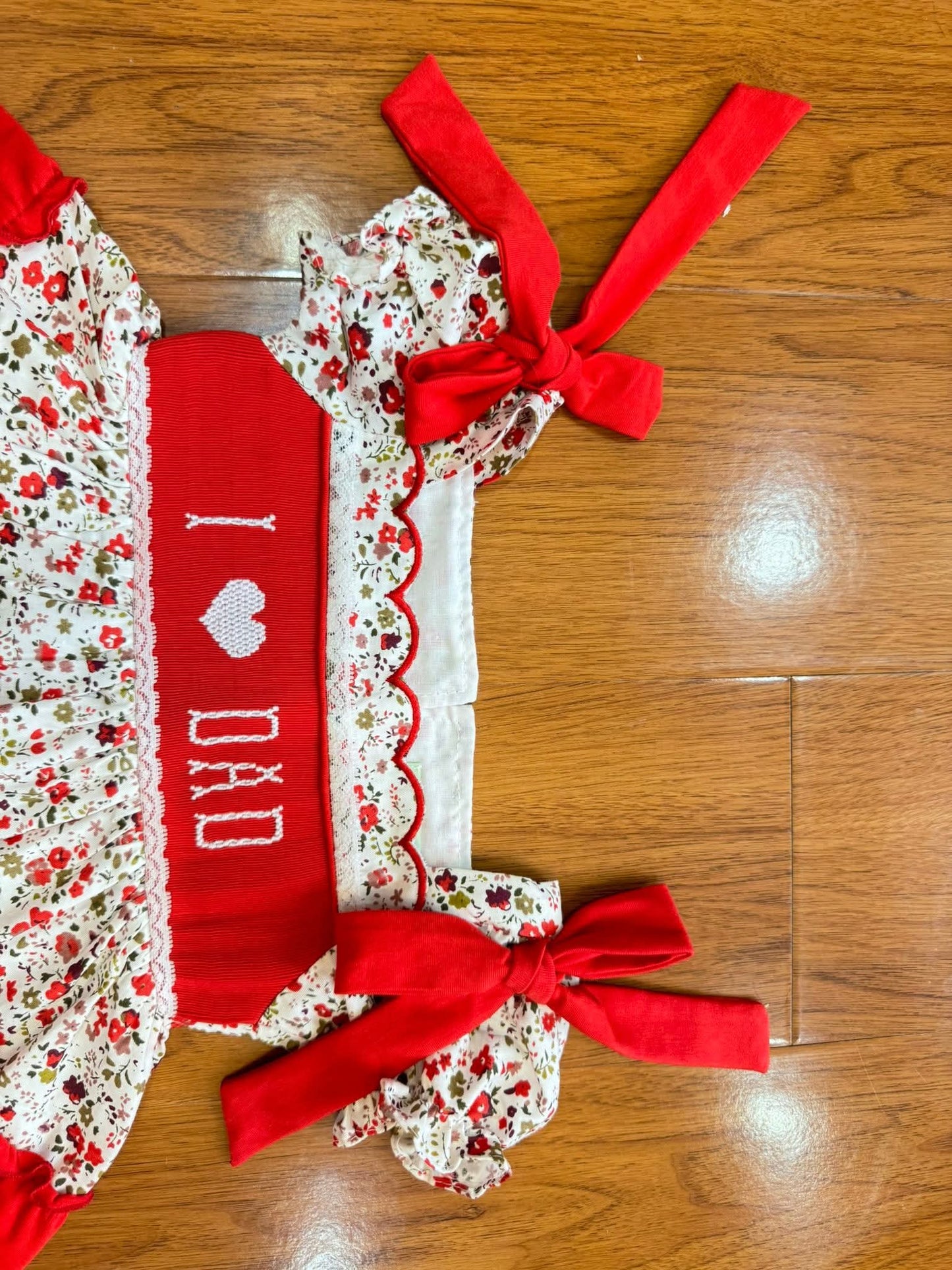 I Love Dad Red Bloomer Set- Handsmocked Premium Collection - eta late March Ambabie