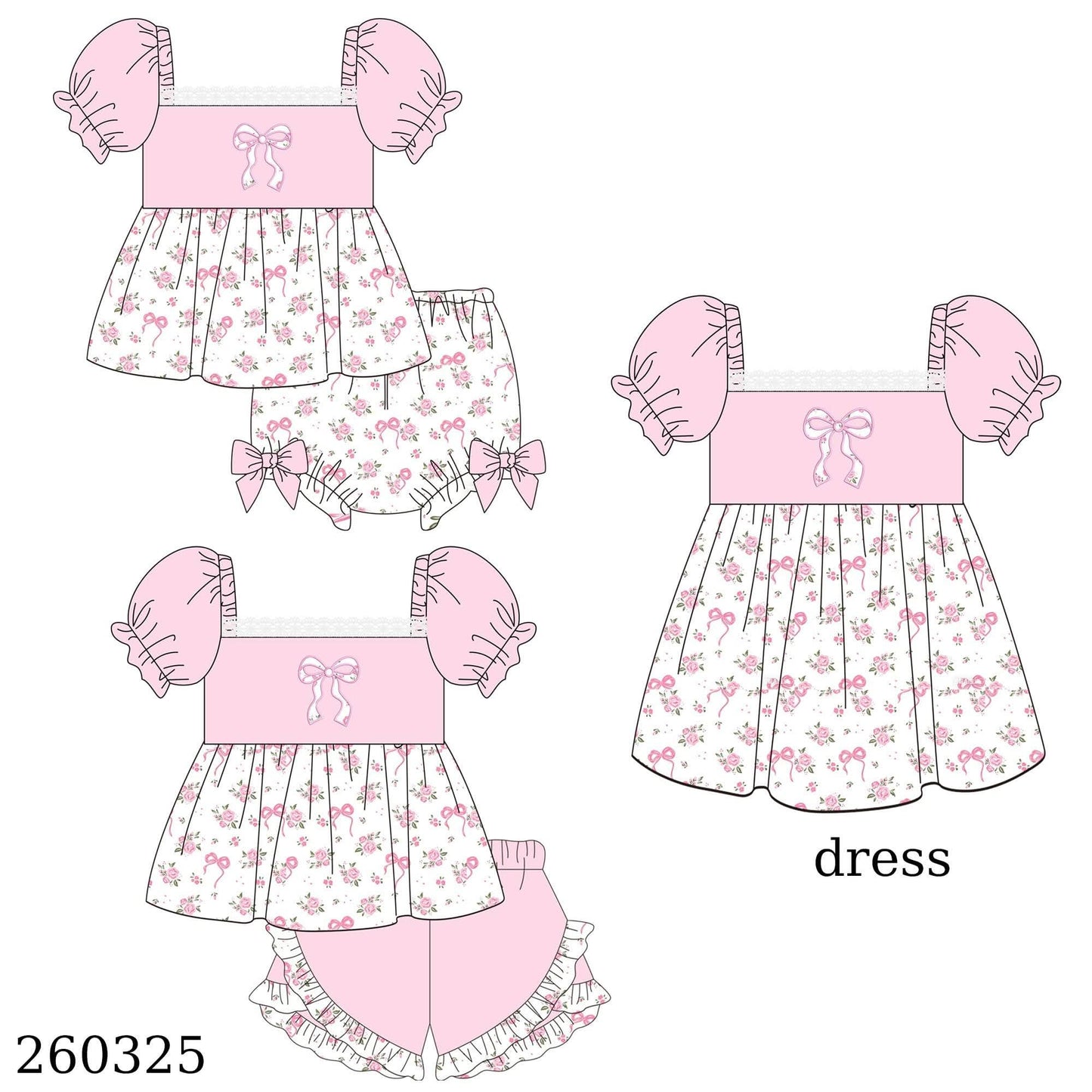 Pink Bow Floral Cottage Collection Bloomer Set Boyis