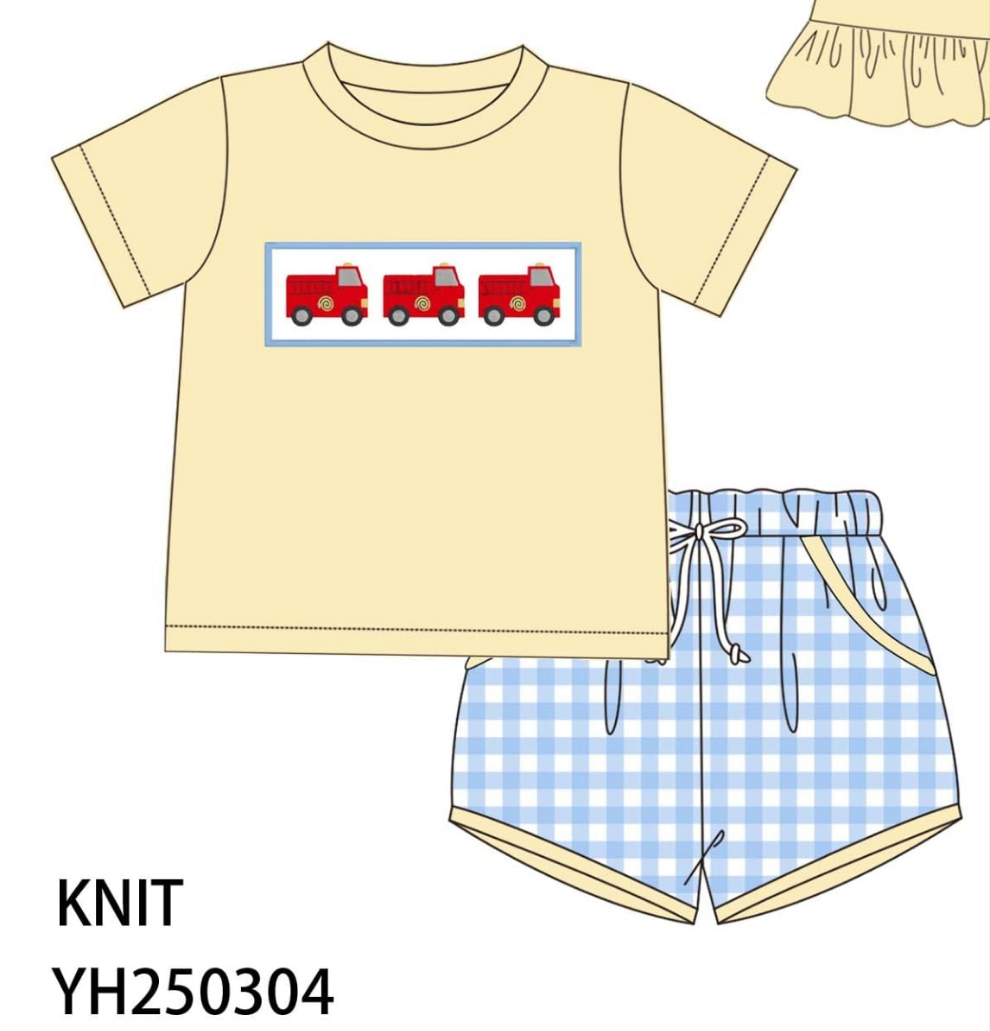 Yellow Fire Fighter Collection - Boy 2 Pc Set - eta July Boyis