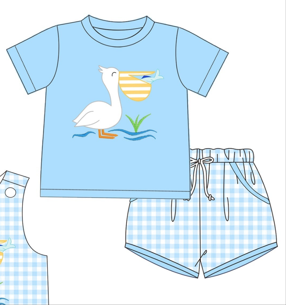 Pelican Applique Collection - Boy Short Set - eta July Boyis