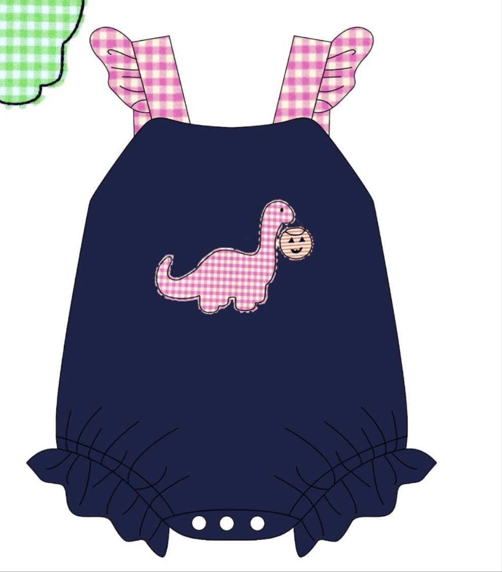 Navy Dino Applique Collection - Girl Bubble - eta July Boyis
