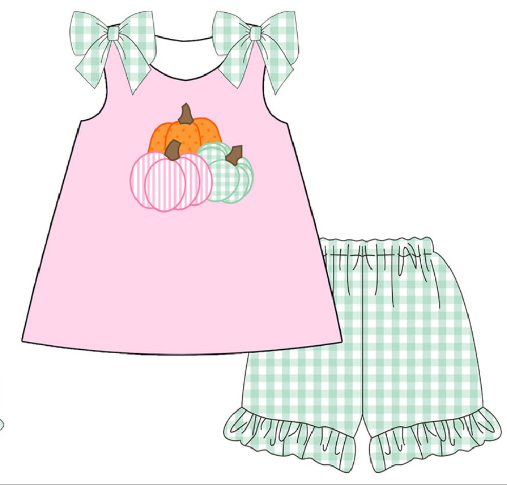 Pink Three Pumpkins Applique Collection - Girl Diaper Set - eta July Boyis