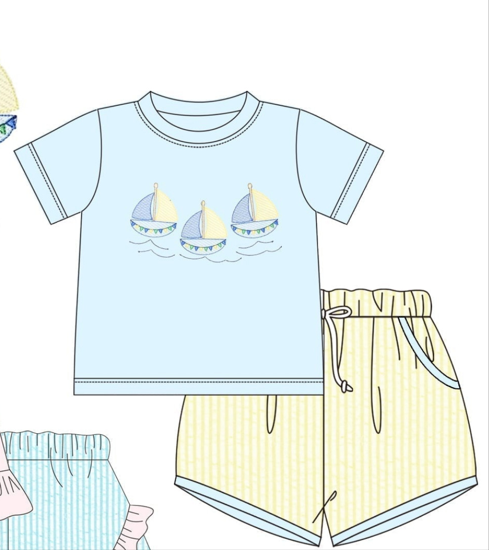 Sailboat Embroidery Collection - Boy Set - eta July Boyis