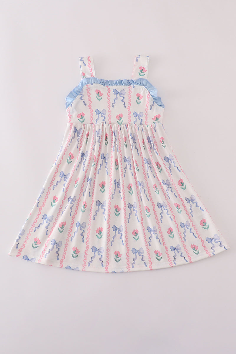 Blue Floral Print Dress Honeydew