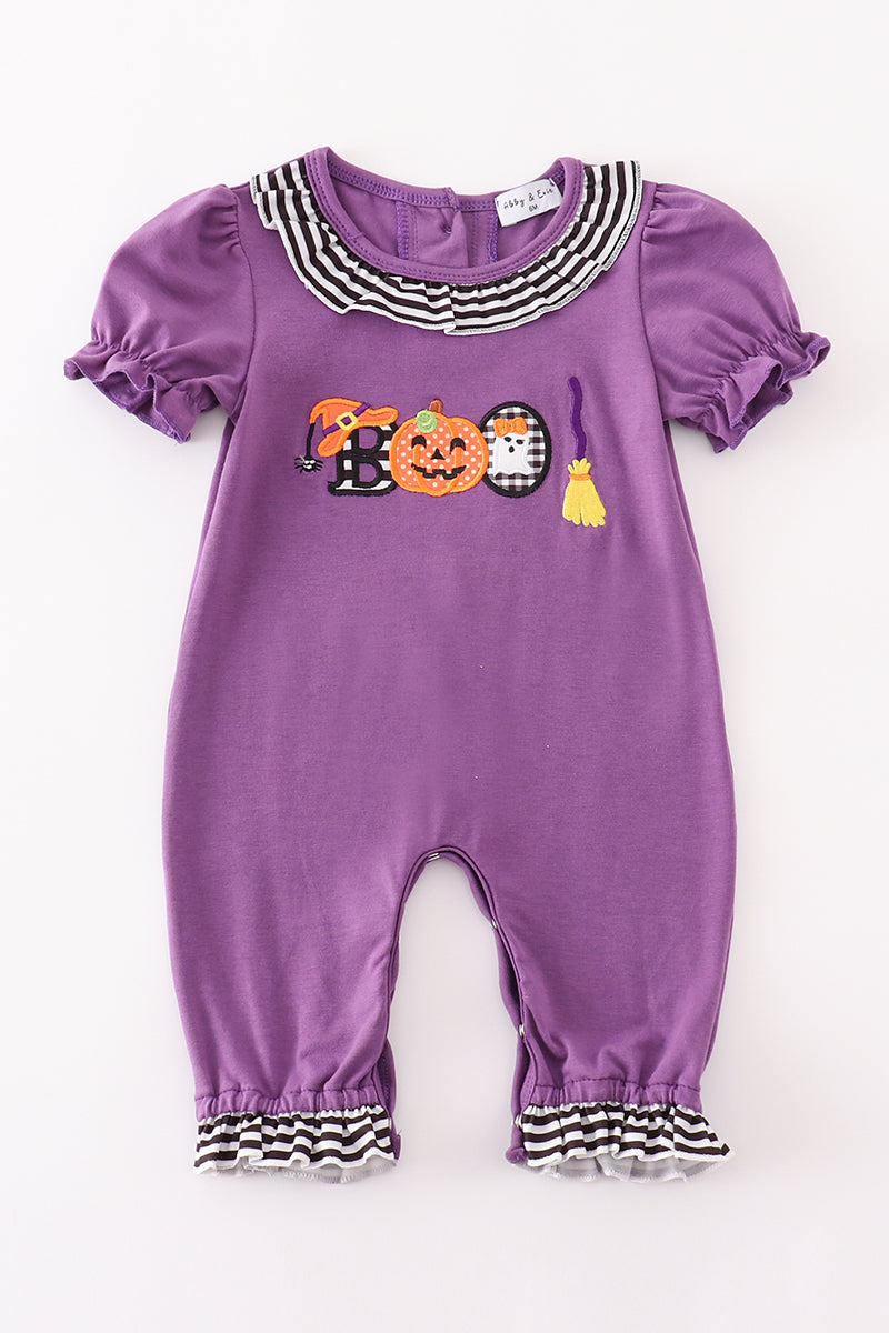 Purple Halloween BOO Girl Romper Honeydew
