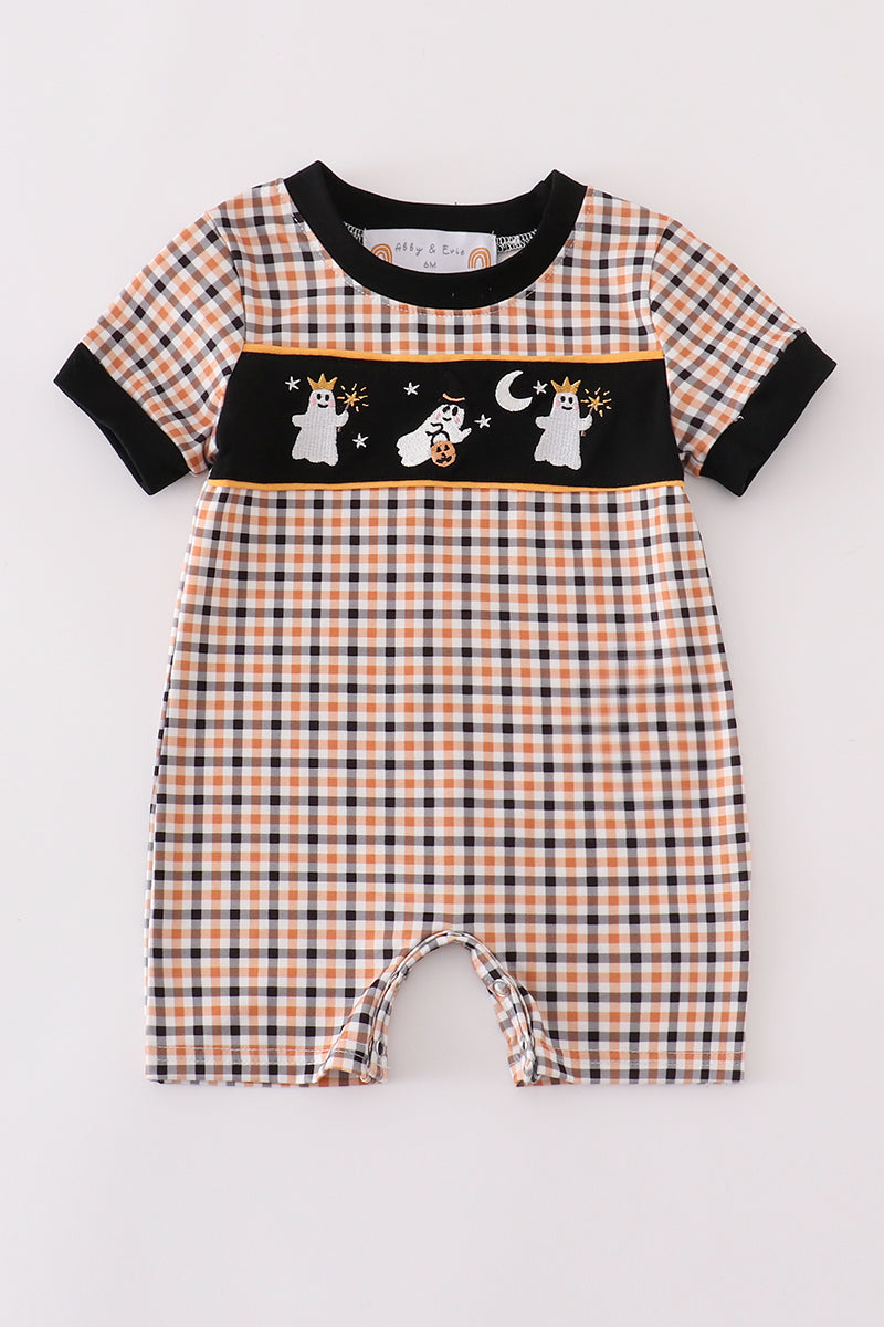 P006 - Halloween Ghost Embroidery Boy Romper - ETA Mid September Magic Group