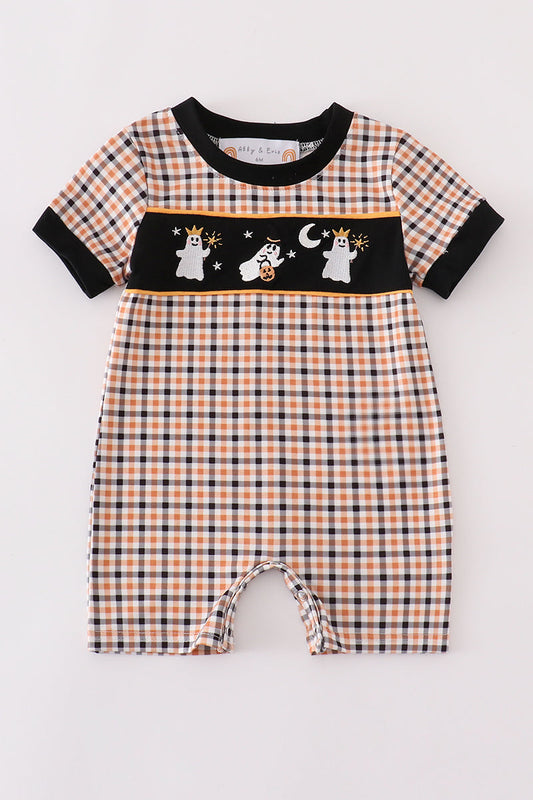 P006 - Halloween Ghost Embroidery Boy Romper - ETA Mid September Magic Group
