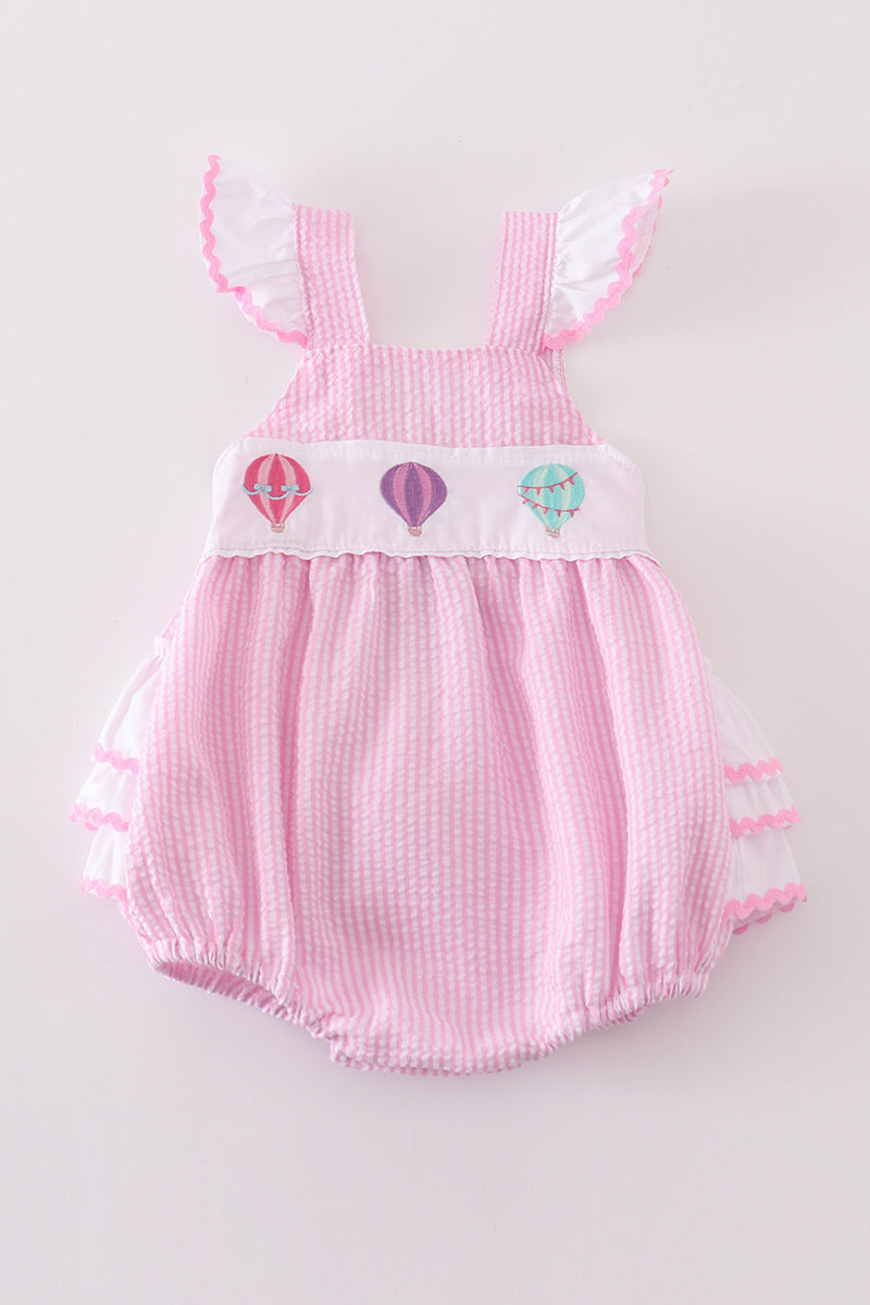 Pink Balloon Embroidery Girl Romper Magic Group