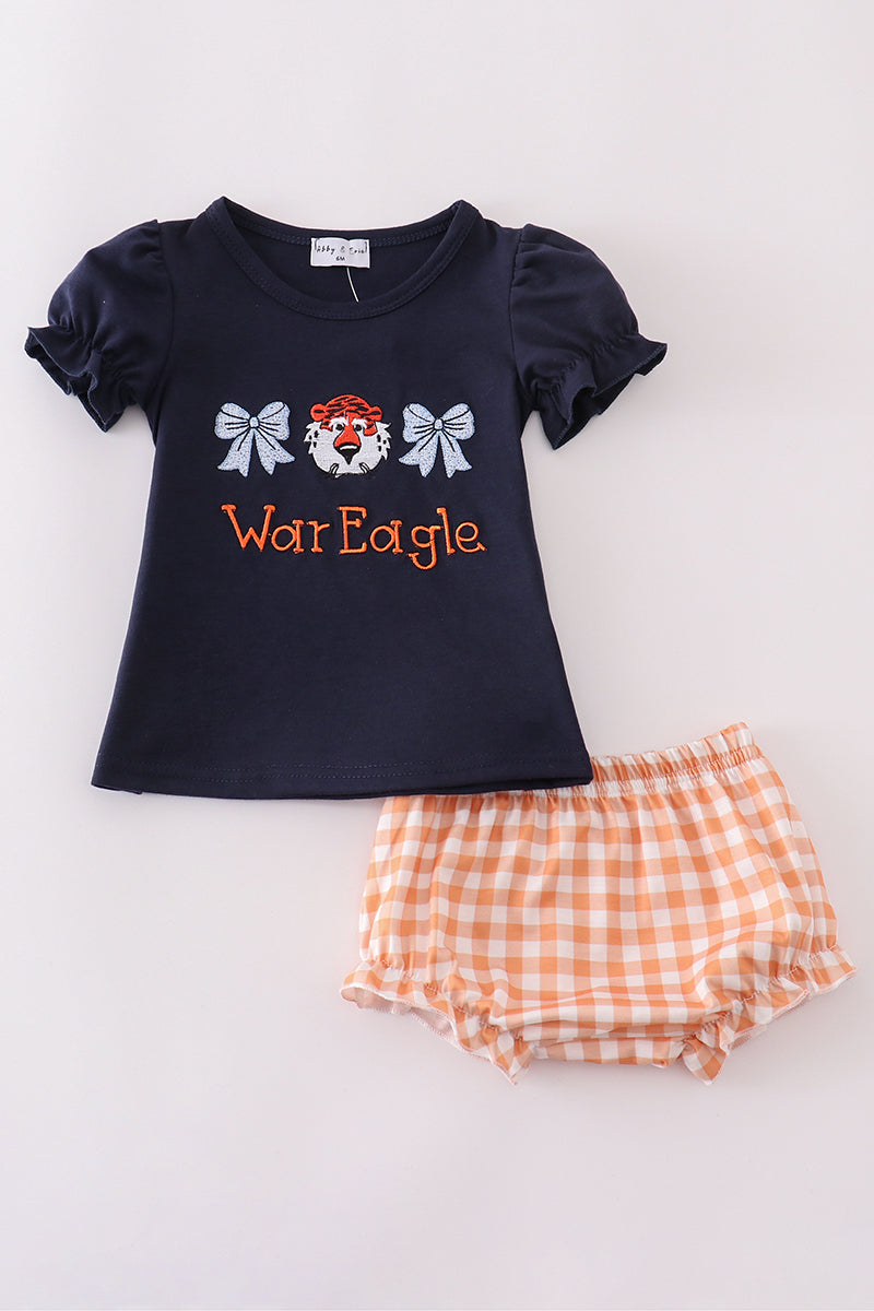 Navy Auburn War Eagle Embroidery Bloomer Set Honeydew
