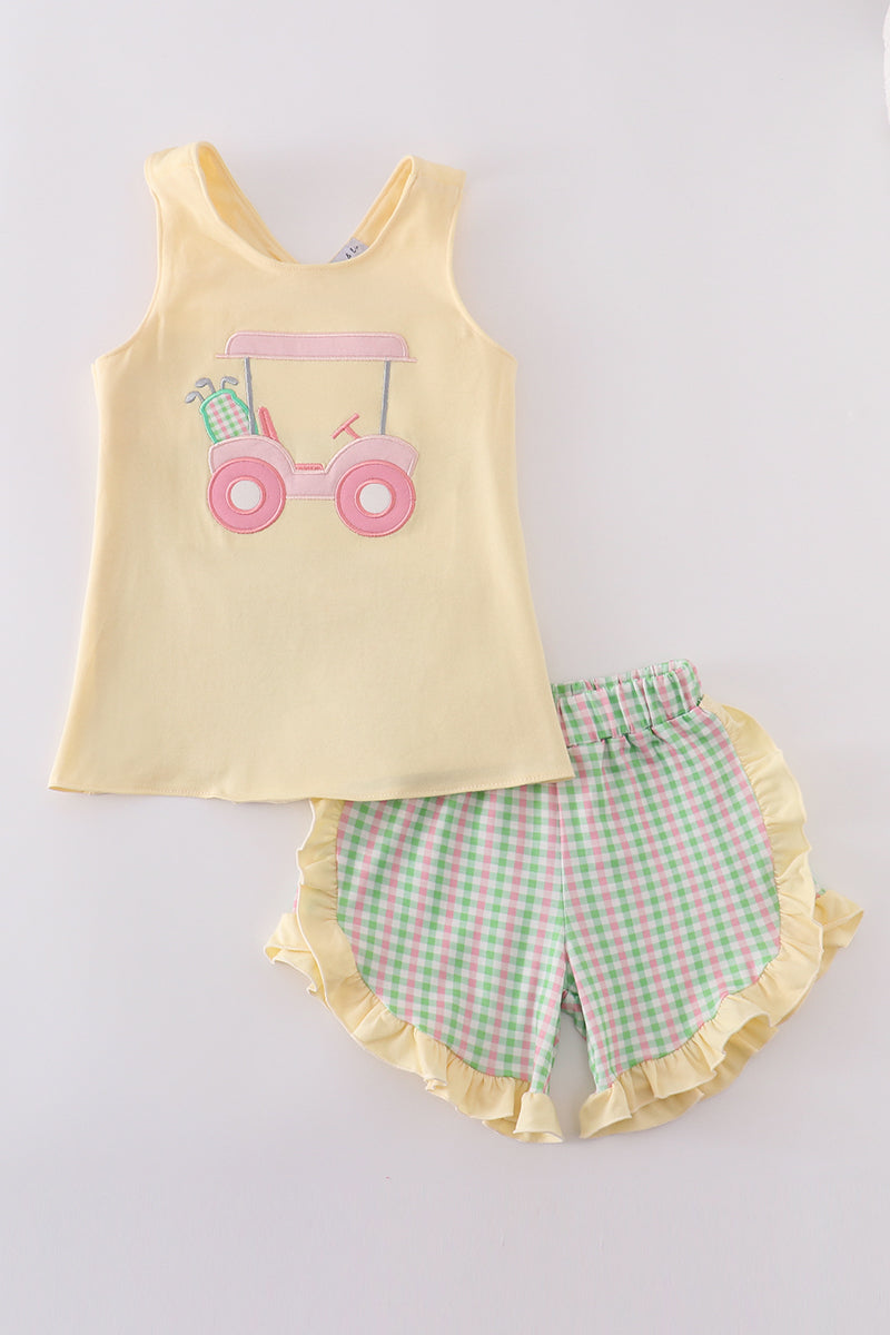 Yellow golf short girl set Honeydew