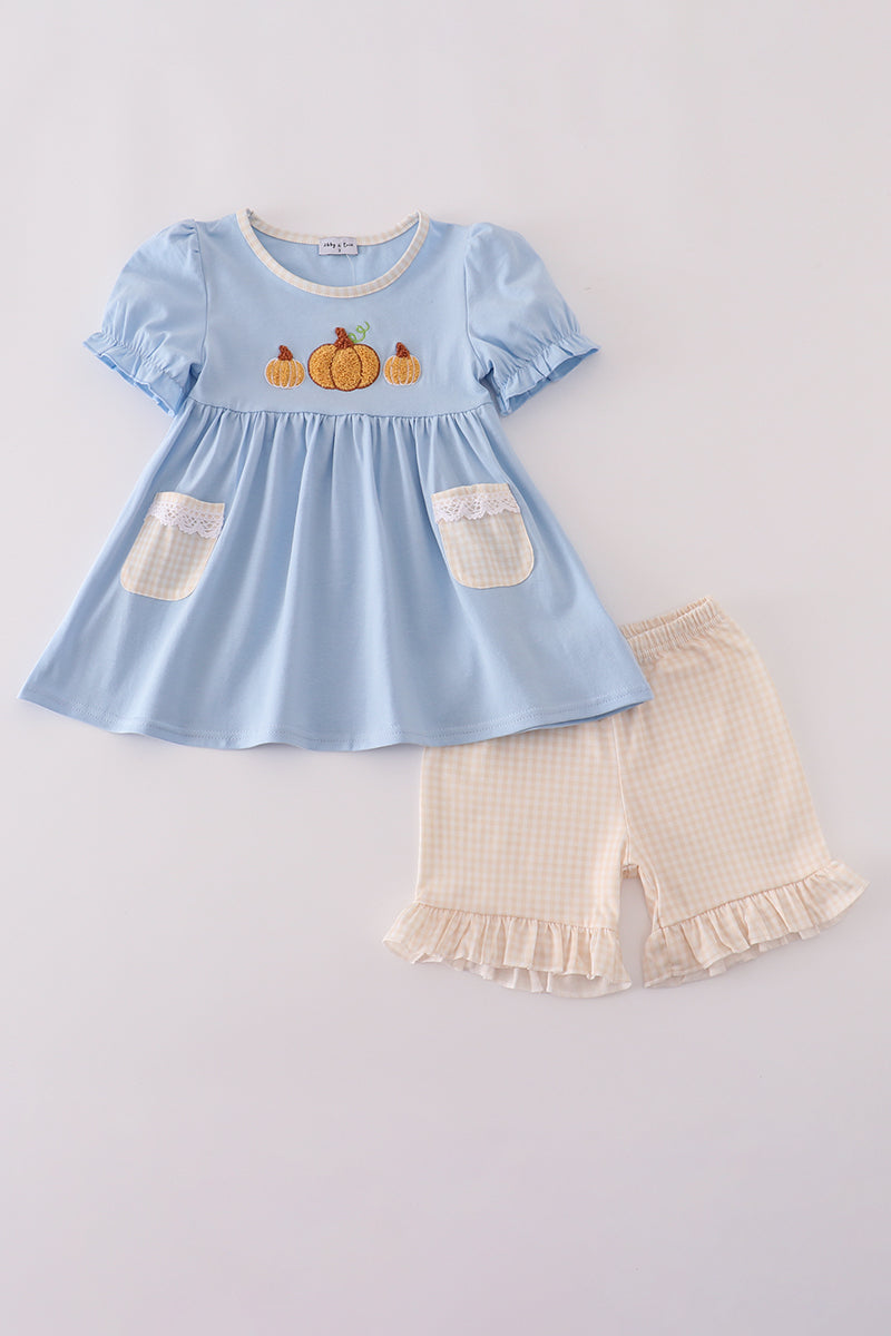 Blue Pumpkin French Knot Ruffle Shorts Set Honeydew