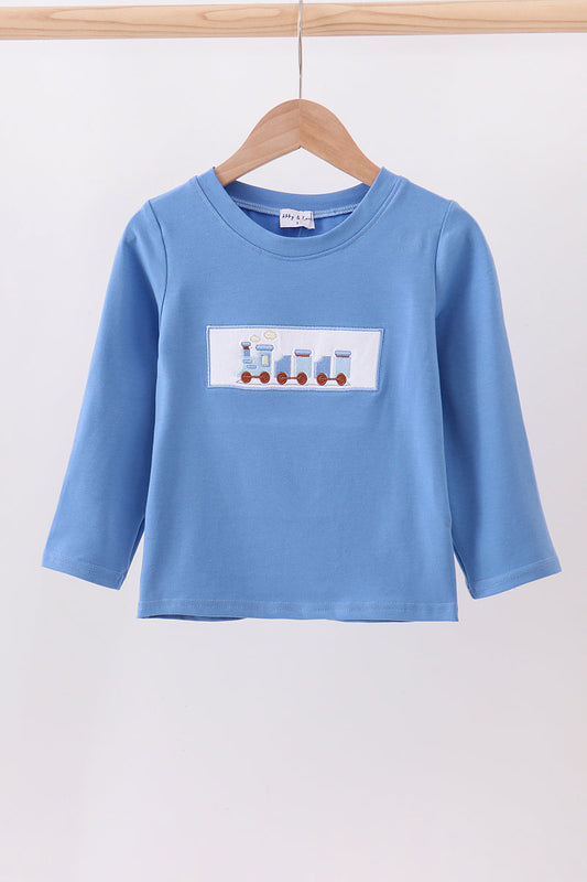 Blue Train Smocked Shirt Honeydew