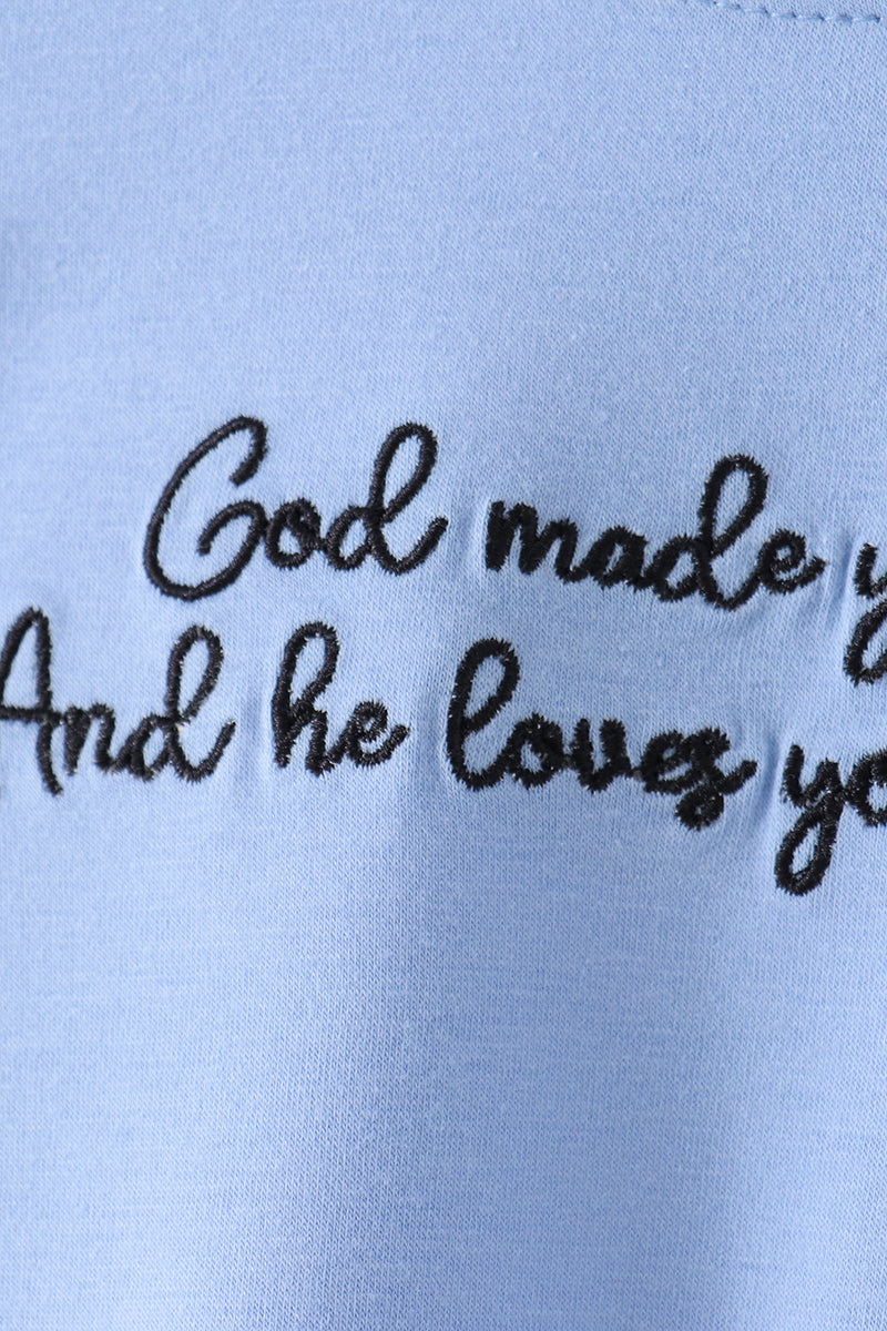 Blue Embroidery "God Made you Special" Jonjon Honeydew