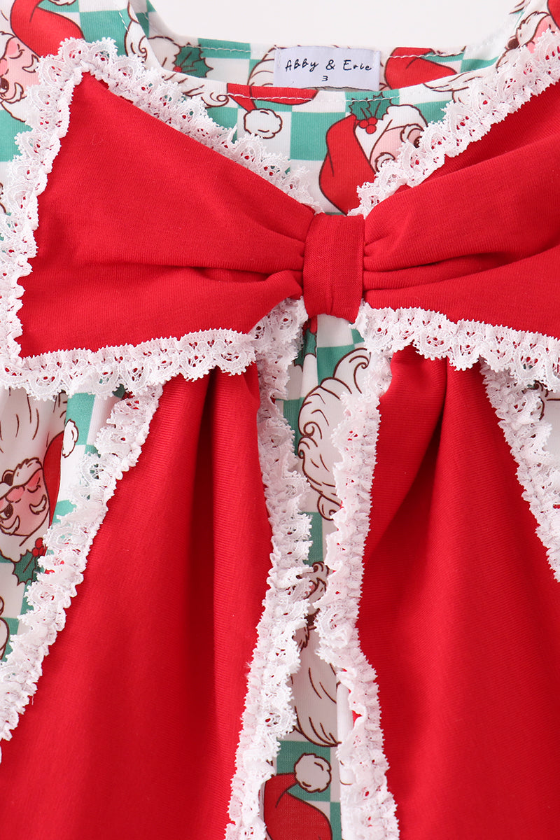 Red Santa Bow Lace Dress Honeydew