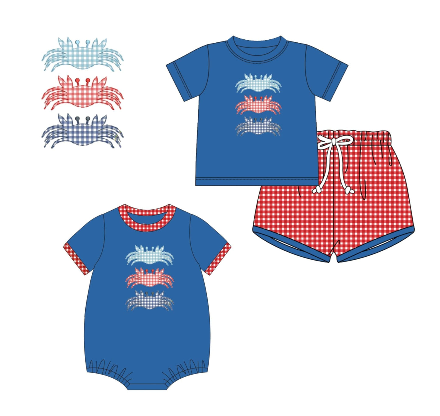Blue Applique Crab Collection - Boy Bubble Boyis