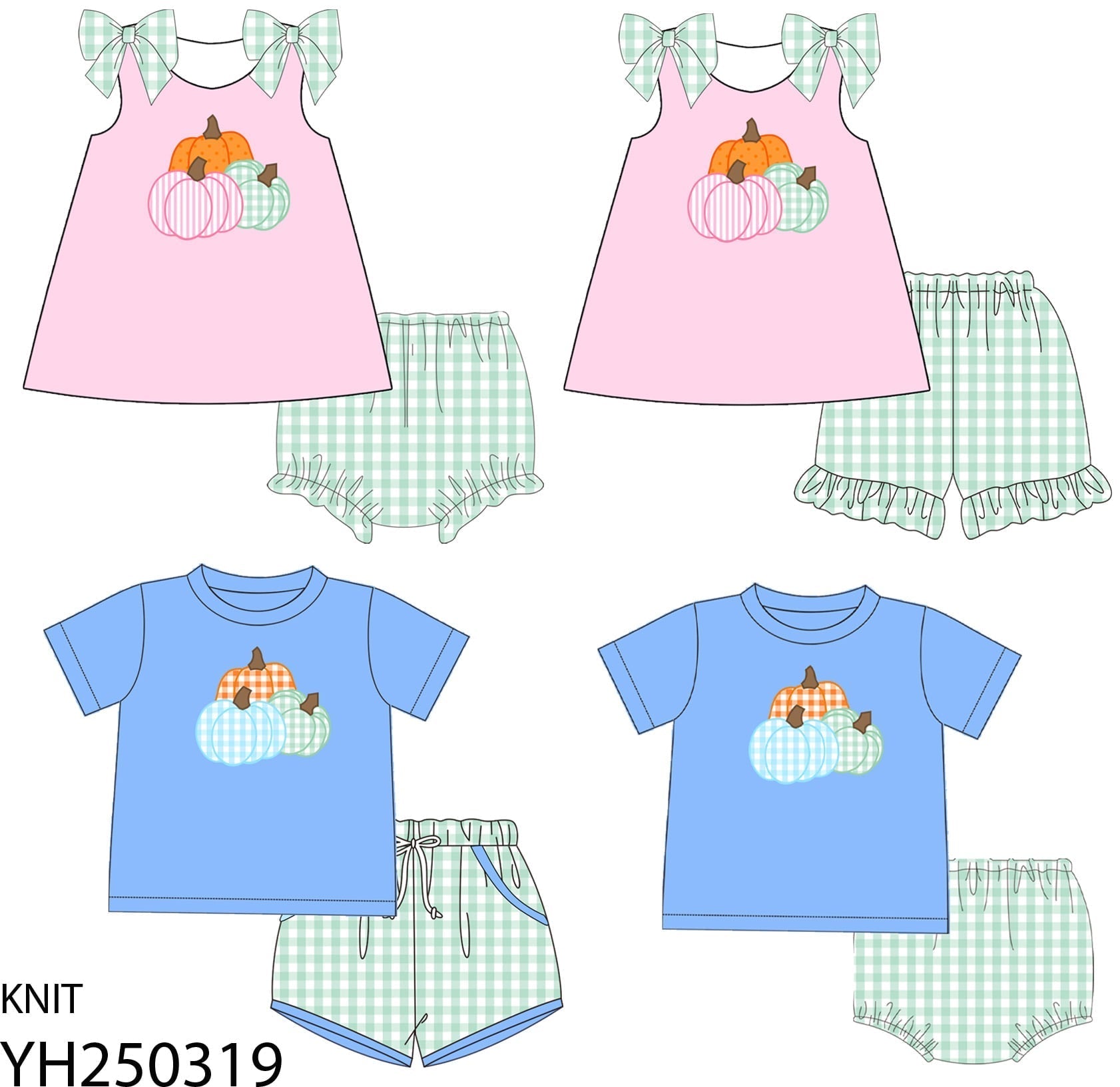 Pink Three Pumpkins Applique Collection - Girl Diaper Set - eta July Boyis