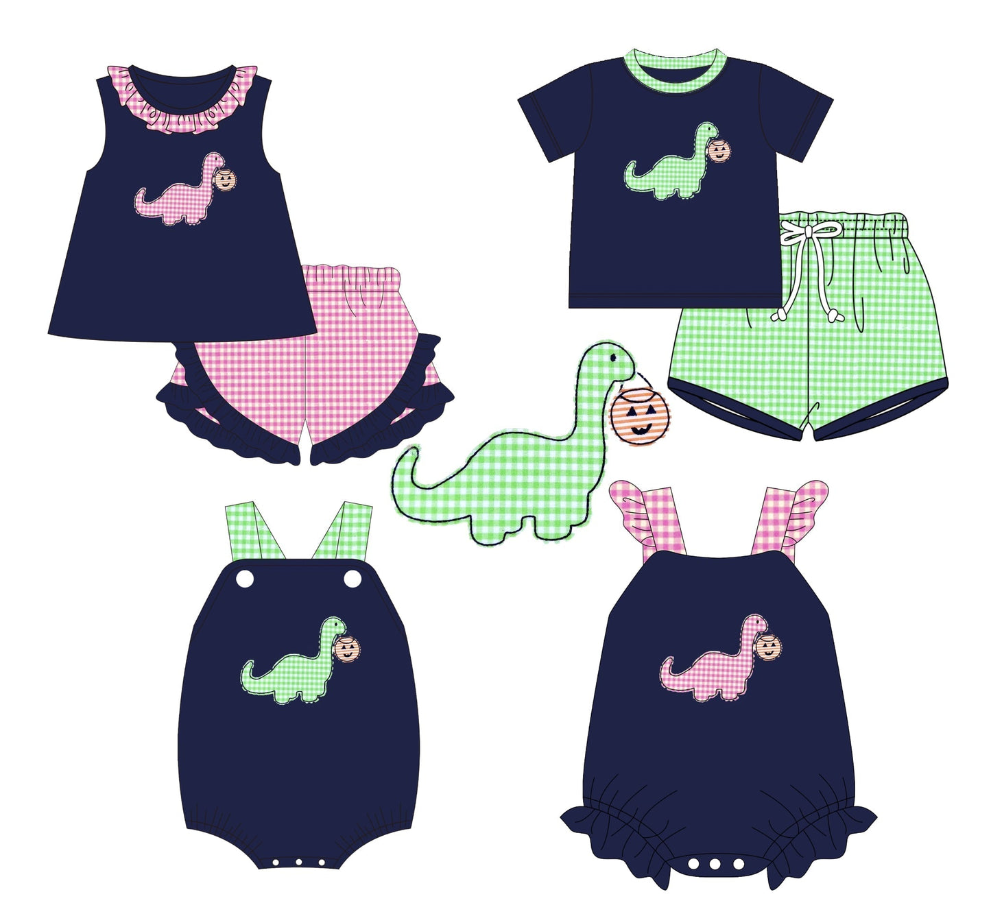 Navy Dino Applique Collection - Boy Bubble - eta July Boyis