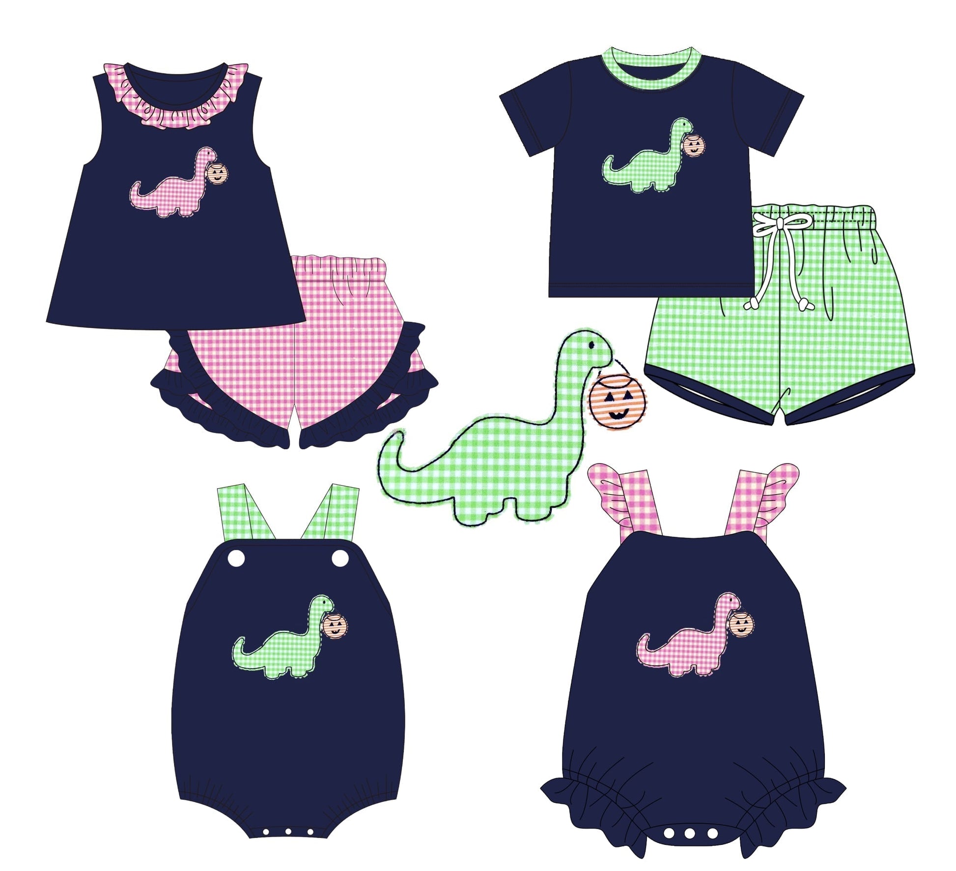 Navy Dino Applique Collection - Boy Bubble - eta July Boyis