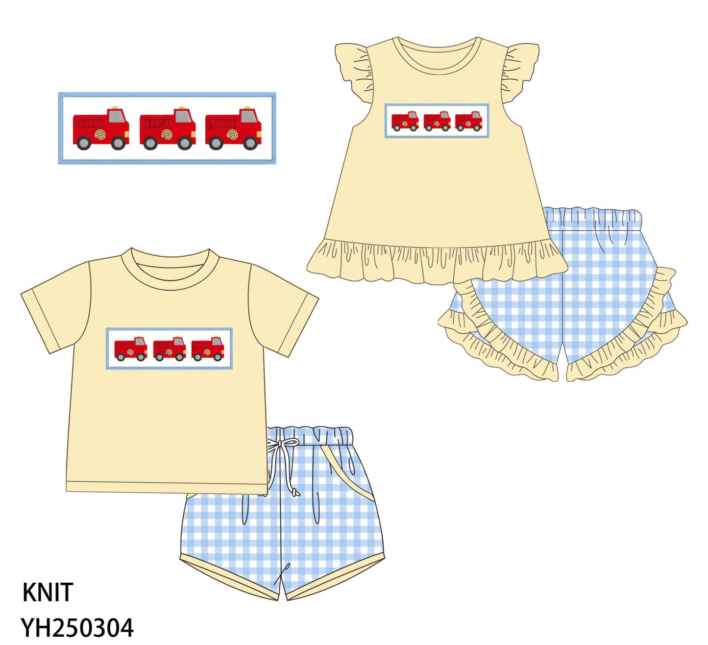 Yellow Fire Fighter Collection - Boy 2 Pc Set Boyis