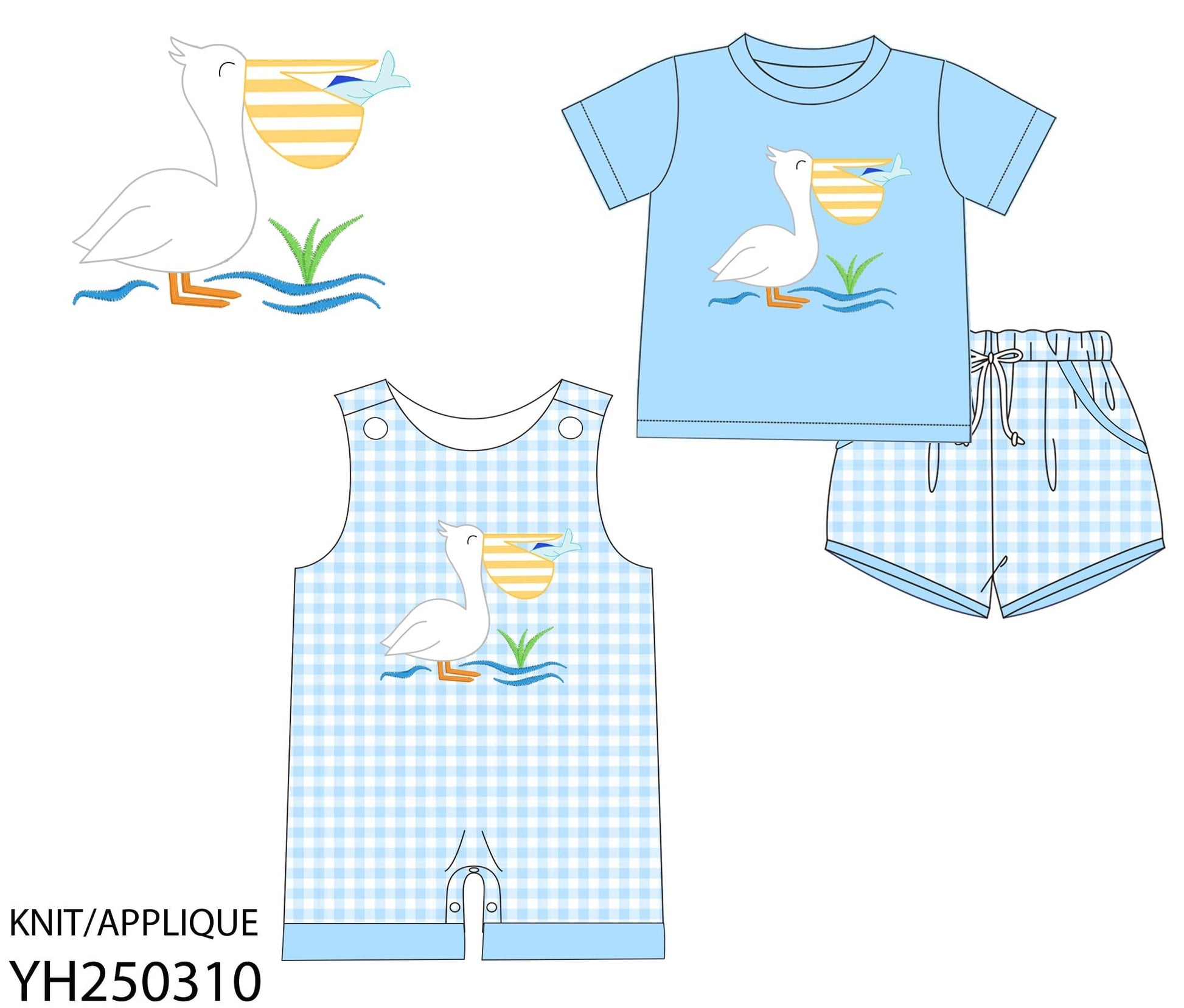 Pelican Applique Collection - Boy Short Set - eta July Boyis
