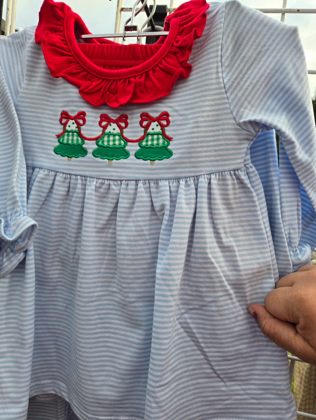 Christmas Tree Trio Bloomer Set Smock Candy