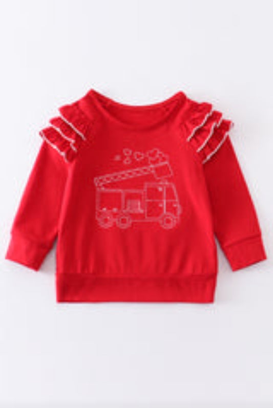 Red Fire Truck Girl Shirt