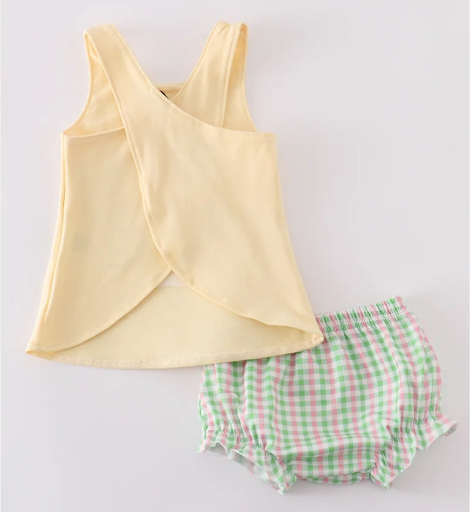 Yellow golf bloomer girl set Honeydew