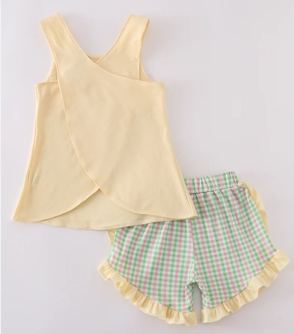 Yellow golf short girl set Honeydew