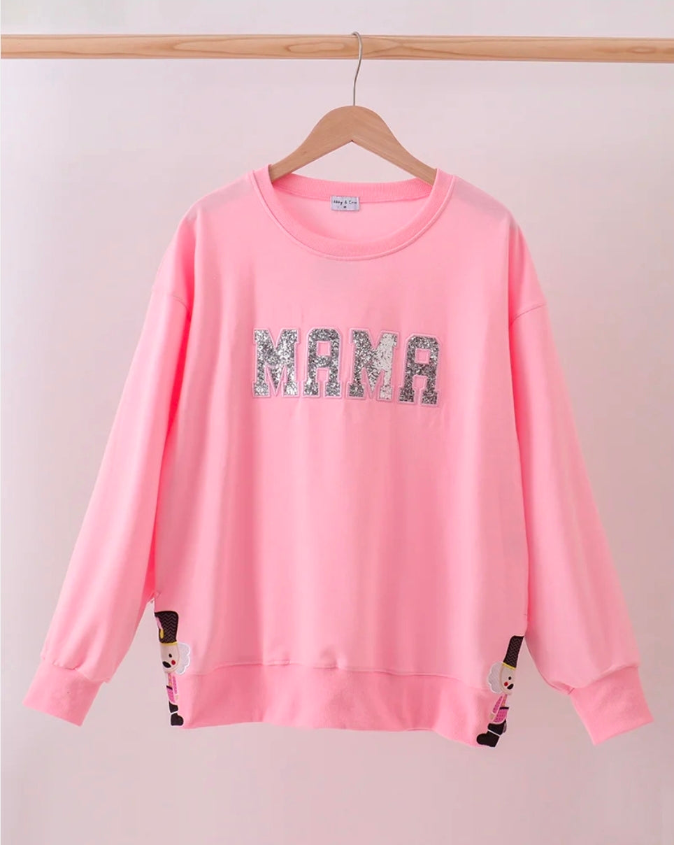 Pink Mama Glitter Nutcracker Bow Top Honeydew