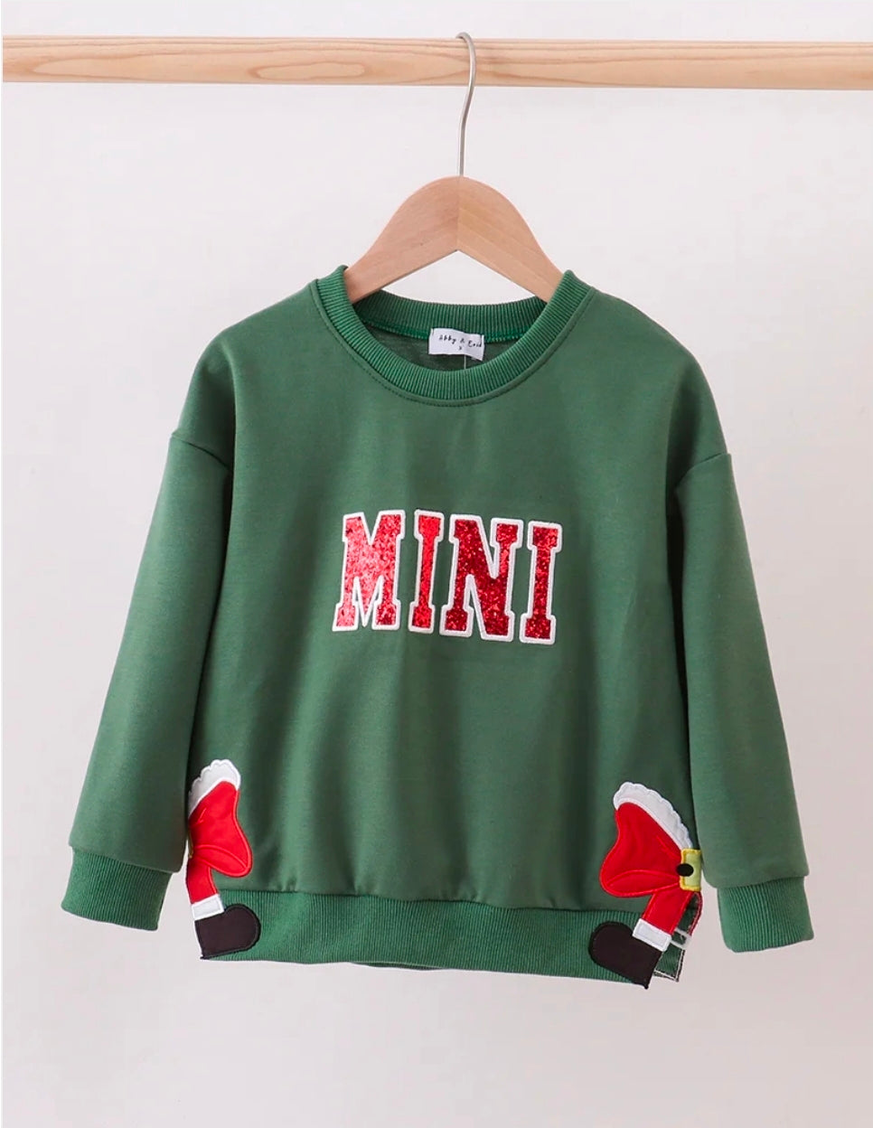 Green Christmas Mini Glitter Top Honeydew