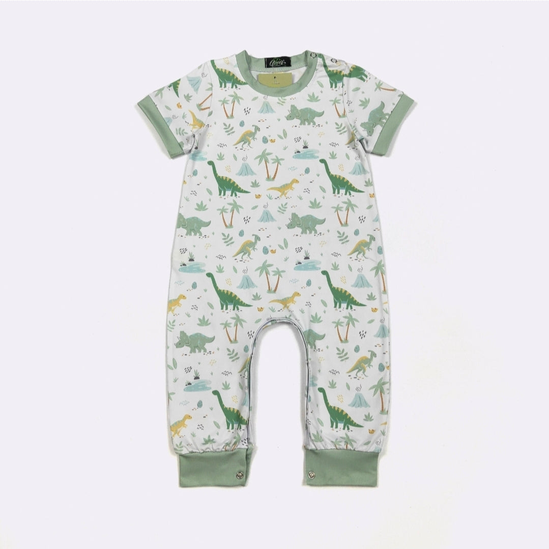 Dino-Mite Boy Print Romper Clover Cottage
