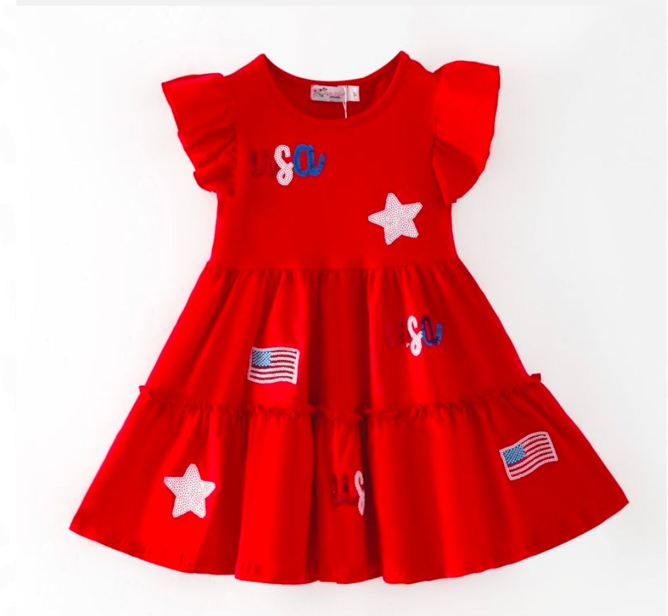 USA Sequin Red Dress Clover Cottage