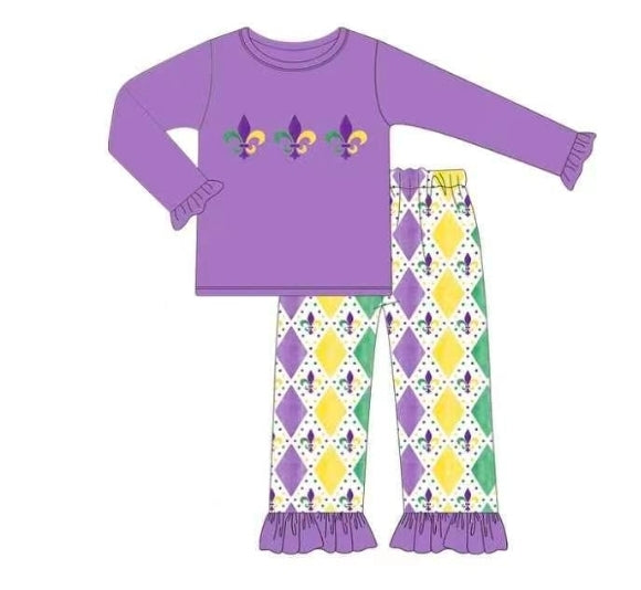 Mardi Gras Fleur De Lis Pants Set Collection - ETA December Boyis