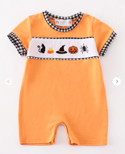 Halloween Embroidery Boy Romper southernsweetpea