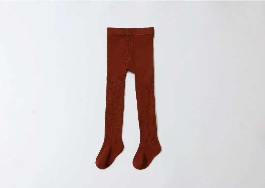 Rust Ribbed Tights Honeydew