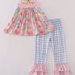 Pink Floral Patchwork Pumpkin Embroidery Ruffle Pants Honeydew