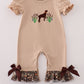 Camoflauge Hound Embroidery Girl Ruffle Romper Honeydew