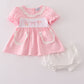 Pink Bow Embroidery Bloomer Set Honeydew
