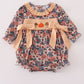Fall Floral Print Pumpkin Embroidery Bubble Honeydew