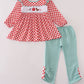 Red Farm Smocked Ruffles Pants Set Honeydew