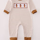 Brown Striped Duck Embroidery Romper Honeydew