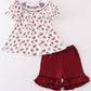 Maroon Mississippi Embroidery Girl Short Set Honeydew