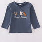 Daddy's Buddy Navy Hunting Embroidery Boy Top Honeydew