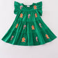 Green Candy Cane Gingerbread Sequin Tiered Ruffle Dress Honeydew