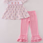 Pink Pumpkin Coquette Embroidery 2 Pc Pants Set Honeydew