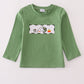 Green Fishing Embroidery Long Sleeve Boy Top Honeydew