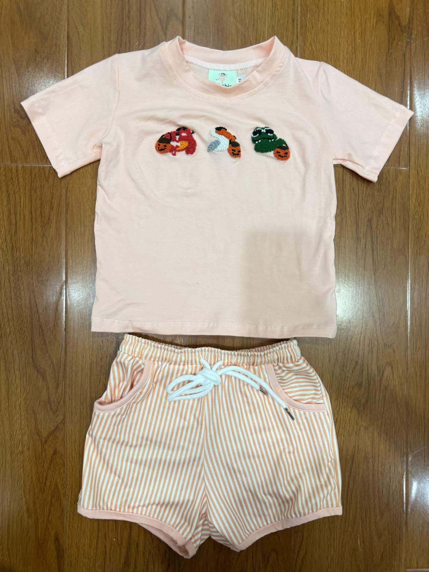 Coastal Halloween French Knot Boy Short Set Ambabie