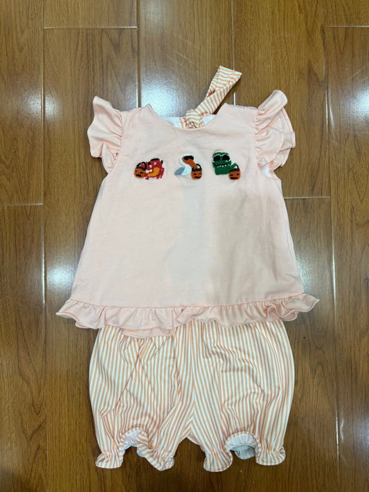 Coastal Halloween French Knot Girl Short Set Ambabie