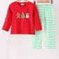 Red Gingerbread Tree Embroidery Pants Set Honeydew